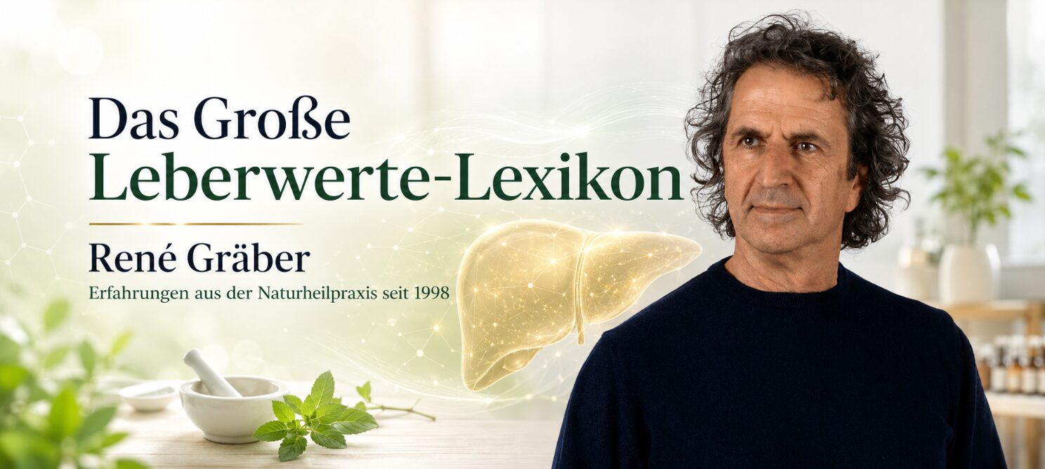 Das Große Leberwerte-Lexikon von René Gräber – Erfahrungen aus der Naturheilpraxis seit 1998, mit Porträt und stilisierter Leber
